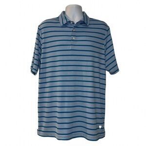 Daniel Cremieux Performance Polo Shirt Men’s XL Blue Striped 100% Polyester